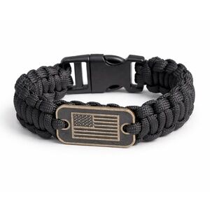 Tactical American Flag Paracord Survival Bracelet Black and Gold